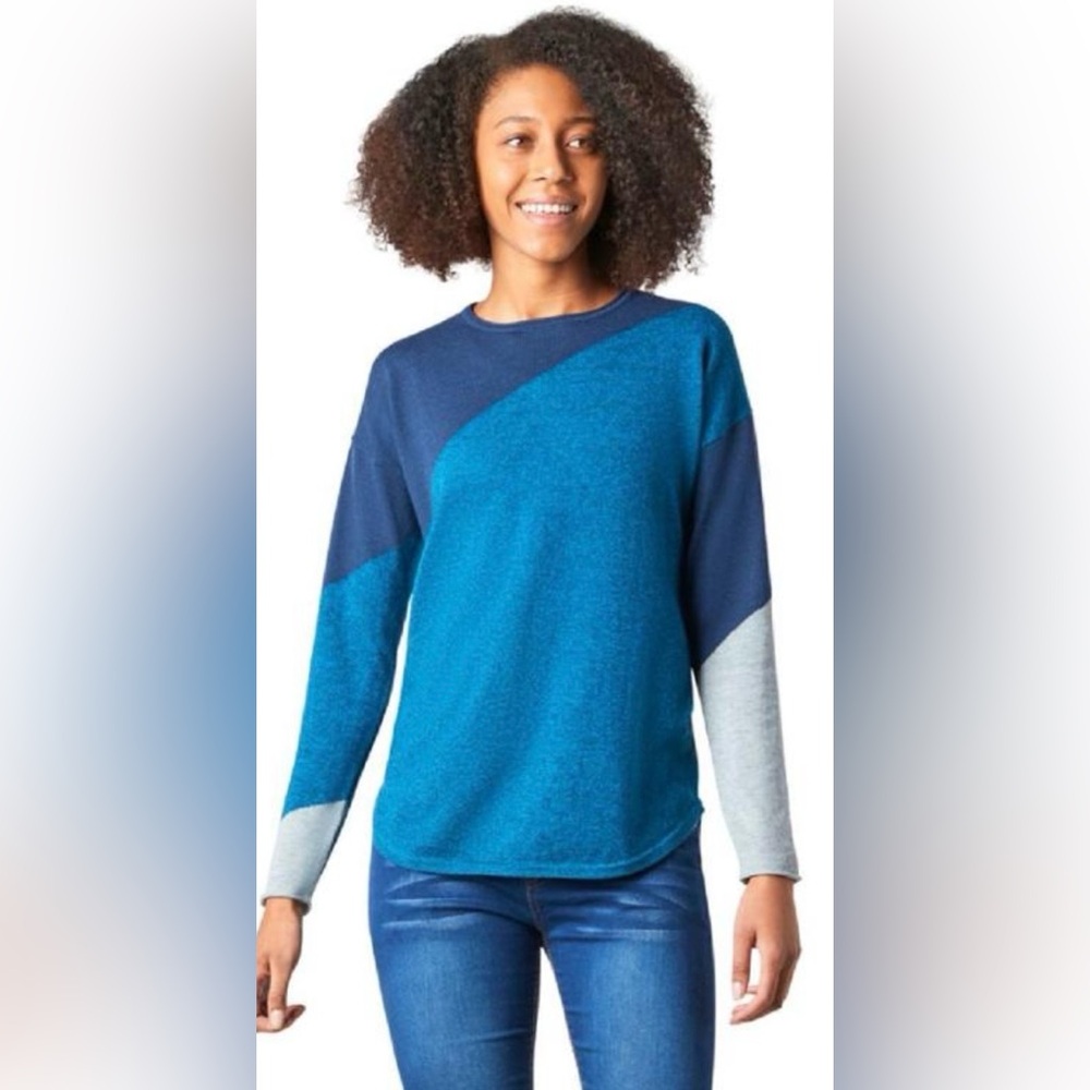 Smartwool Shadow Pine Colorblock Merino Blend Crewneck Sweater • Woman’s Small